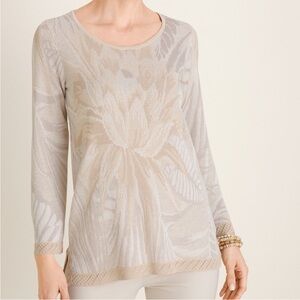 Chico's Floral Jacquard-Detail Winter Pullover Heavyweight Sweater XL (3)